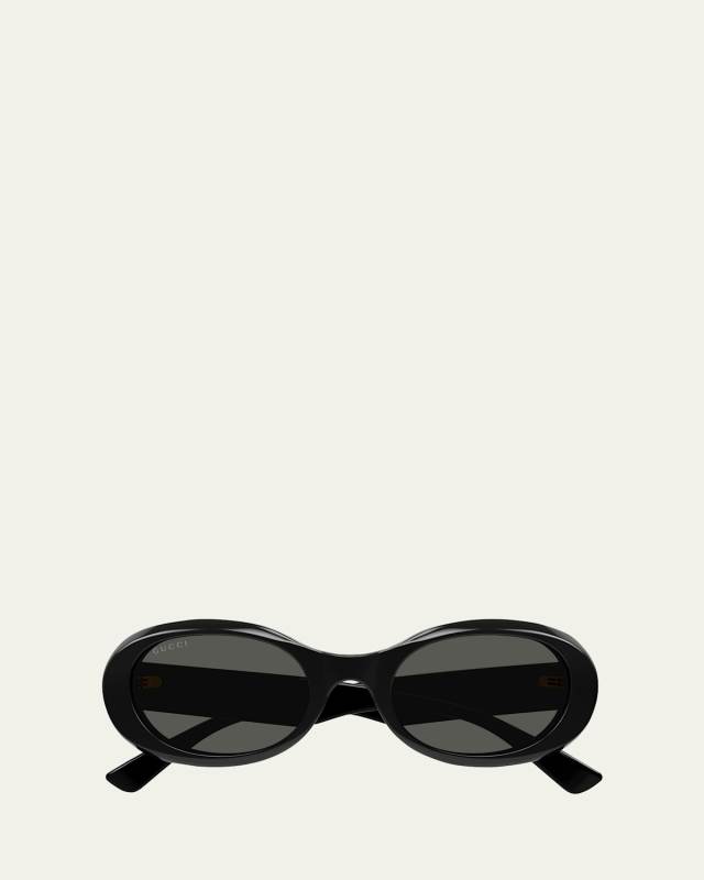 Logo Acetate Oval Sunglasses